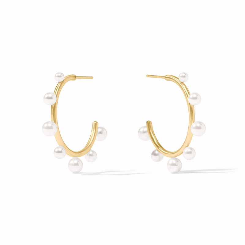 Hydra Stone Hoop in Pearl - Medium