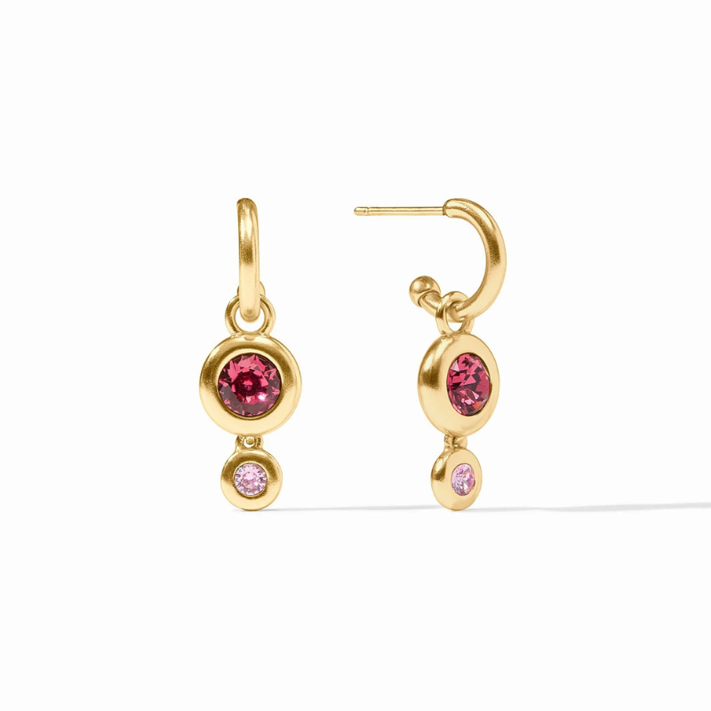 24KGP Rainbow Duo Hoop & Charm Earring in Pink Dawn