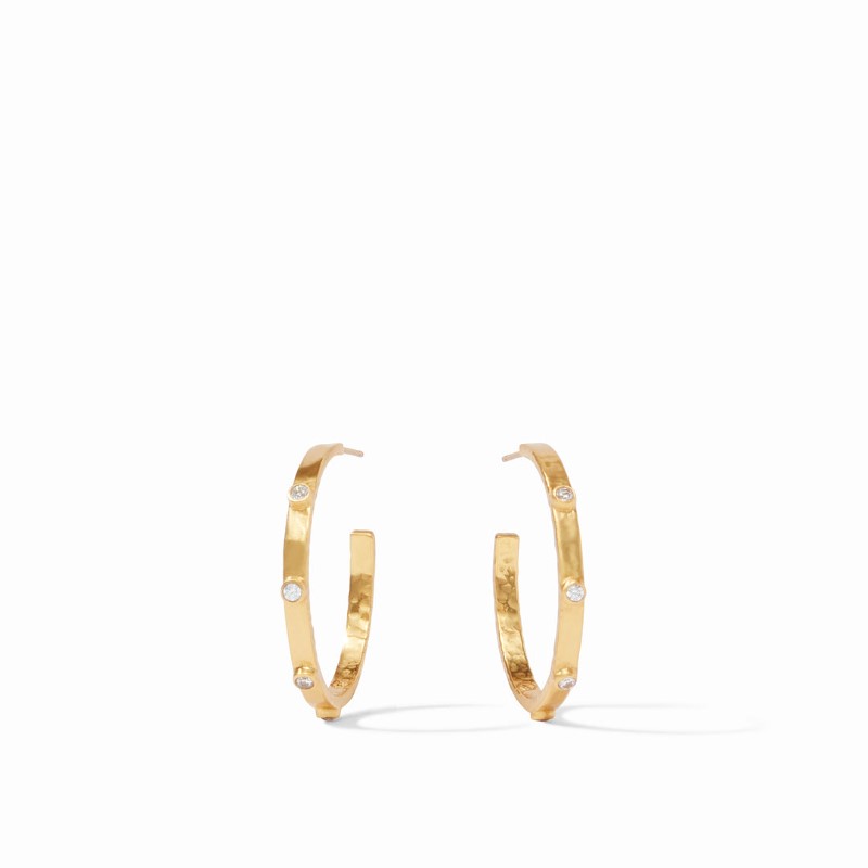 JULIE VOS Medium Crescent Stone Hoop Earrings