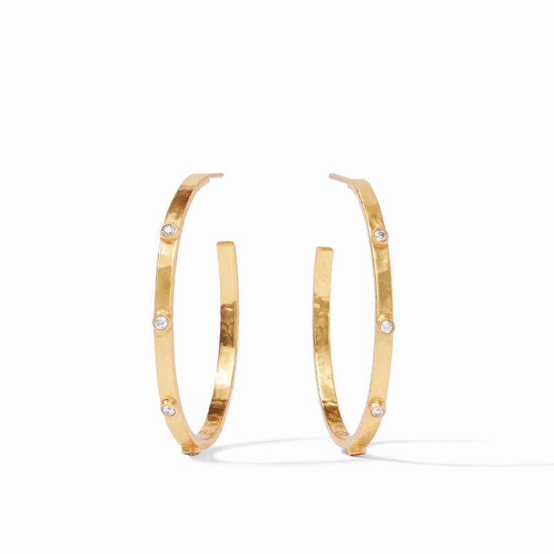 Julie Vos Large Hammered Hoops with Cubic Zirconia