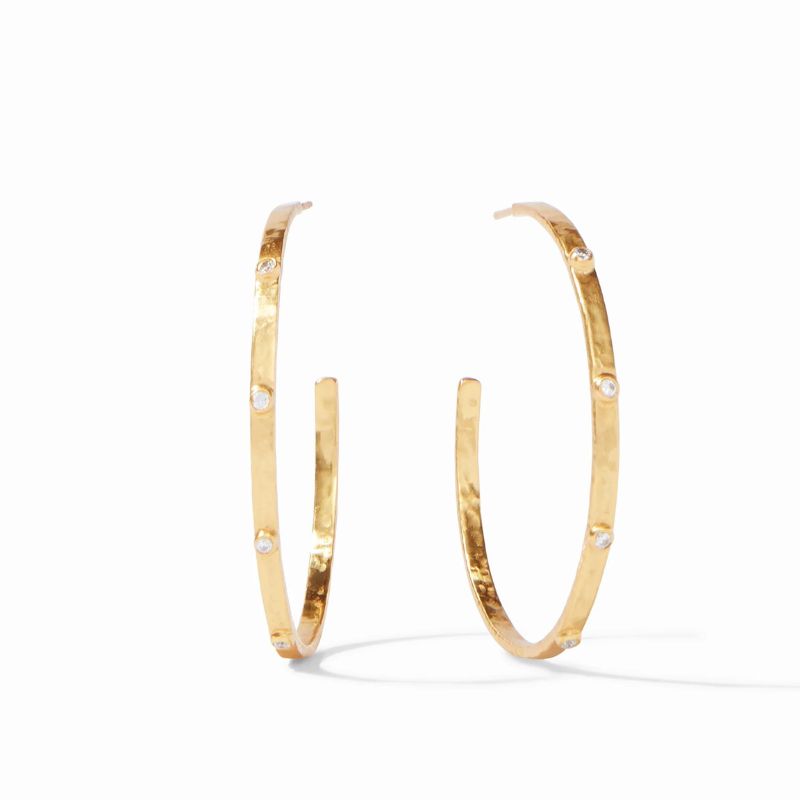 JULIE VOS Extra Large Crescent Stone Hoop Earrings
