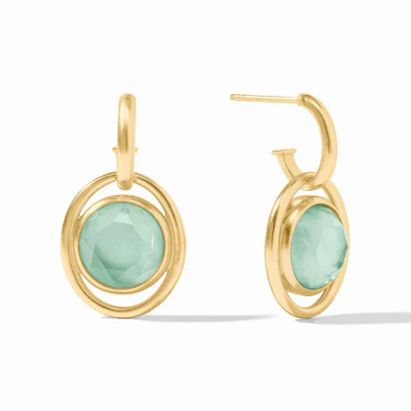 Laguna Hoop & Charm Earring in Iridescent Aquamarine Blue