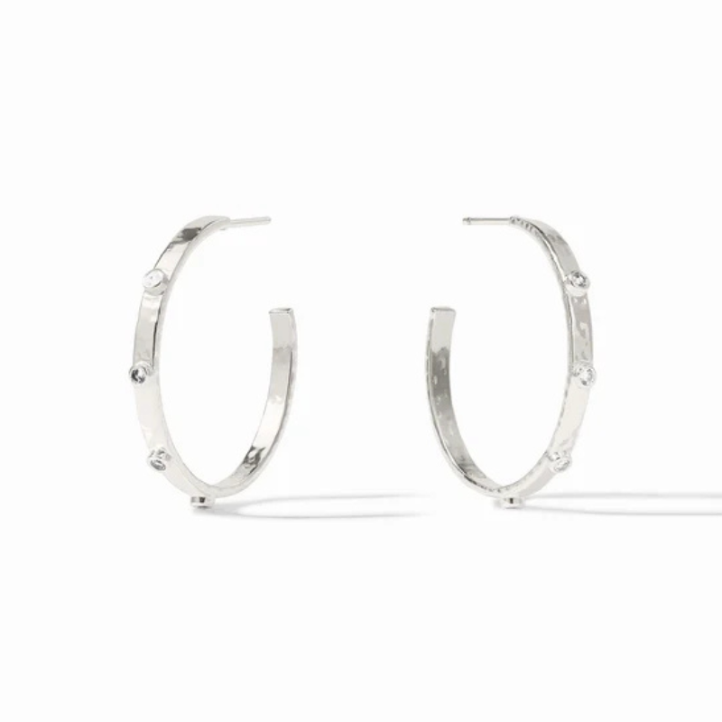 JULIE VOS Large Crescent Stone Hoop Earrings