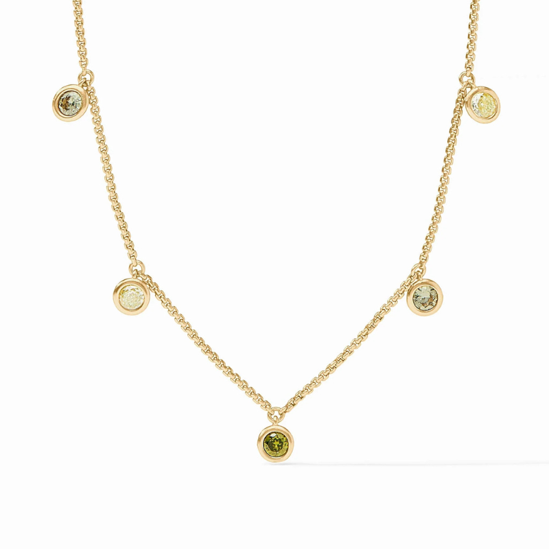 Rainbow Delicate Charm Necklace in Shades of Jade