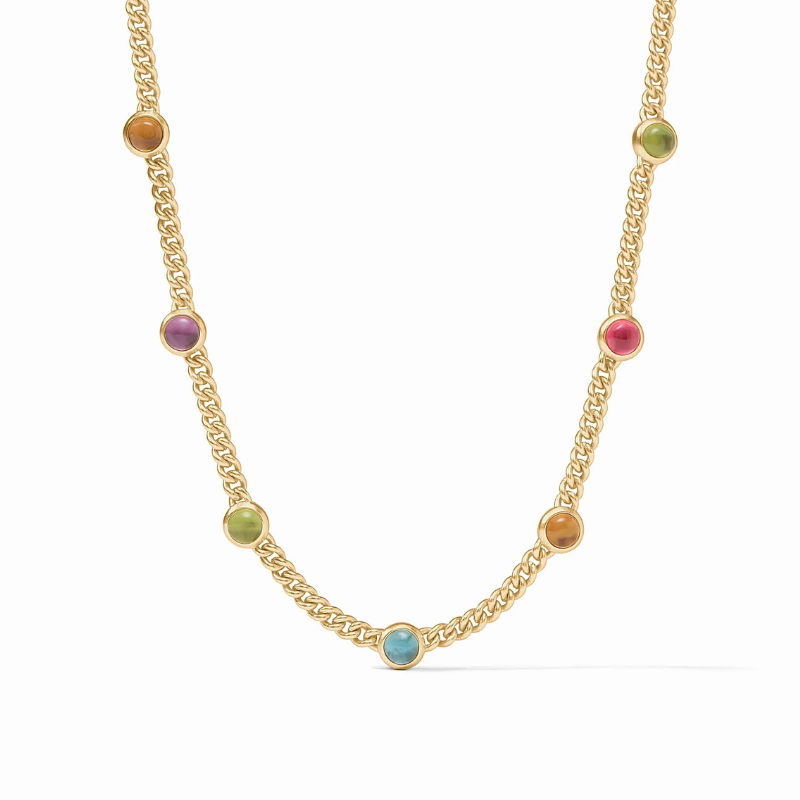 Dolce Delicate Station Necklace in Iridescent Multi Stone