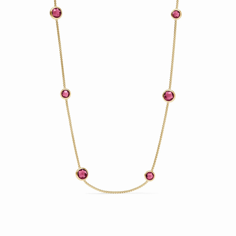 24KGP Rainbow Station Necklace in Tourmaline Pink