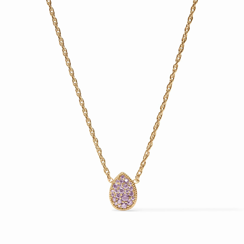 S/O-24KGP Birthstone Teardrop Delicate Necklace - February