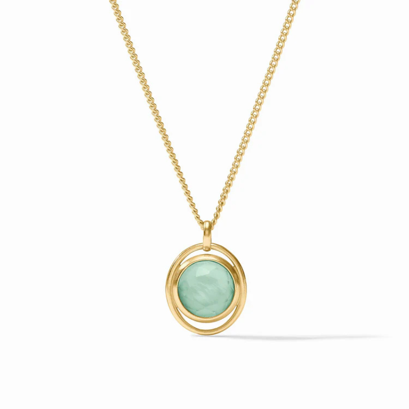 Laguna Solitaire Necklace in Iridescent Aquamarine Blue