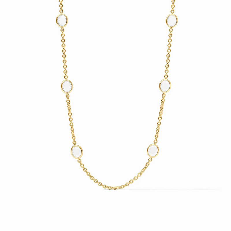 38 Laguna Stone Station Necklace in Clear Crystal