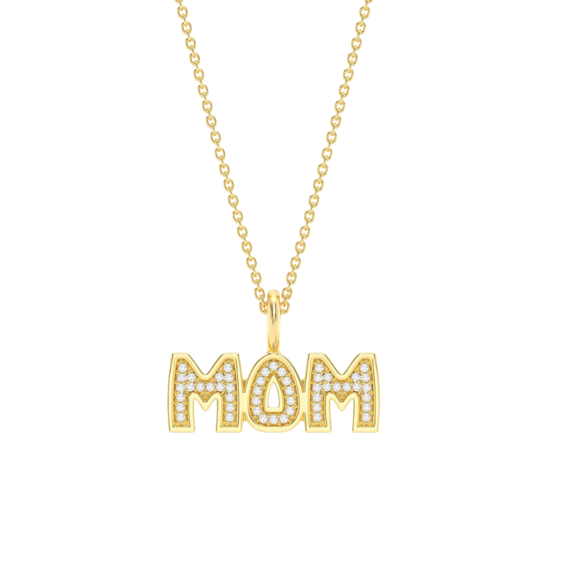 Stainless Steel and 14KY Best Mom in the World Pendant Necklace