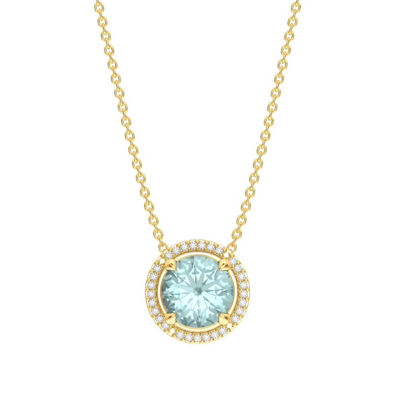 Waterproof Aquamarine Pendant Necklace