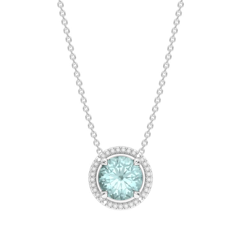 Waterproof Aquamarine Pendant Necklace