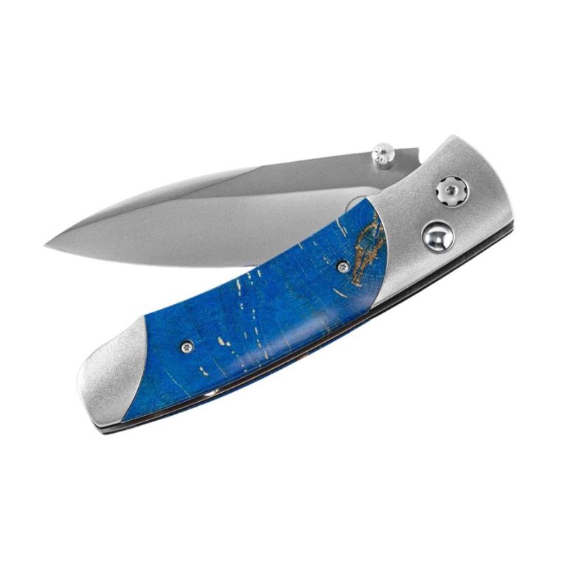 WILLIAM HENRY Stainless Steel and Blue Wood Pocketknife