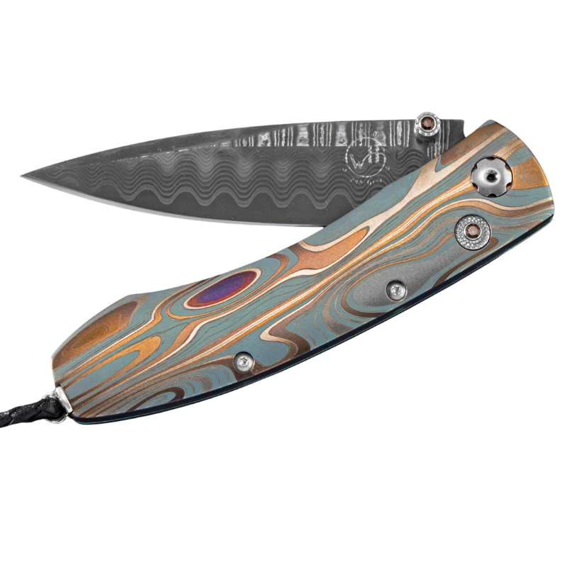 B05 Golden Wave Laser Engraved Titanium pocketknife w/ damascus blade Limiteed Edition 66/250
