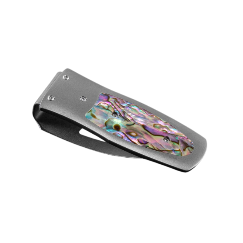 Titanium money clip with with abalone shell inlay Limited Edition 40/250