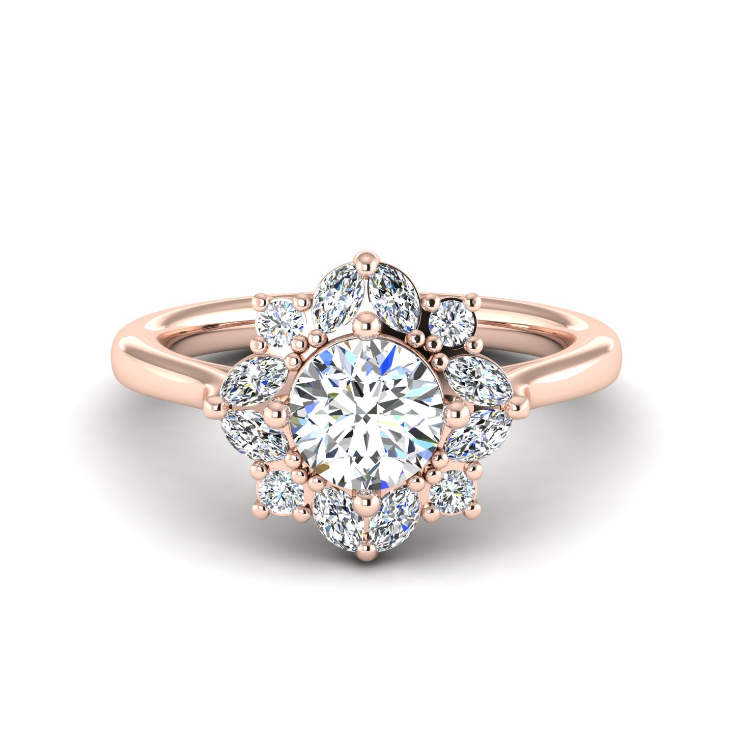 Samantha Marquise Halo Engagement Ring - ERHL1016-14K-R