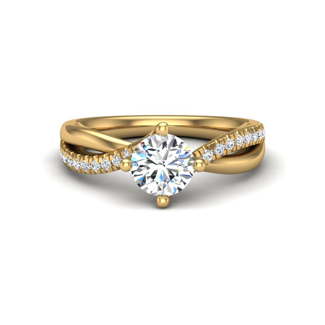 Single stone ring with white zircon in the shape of a heart & yellow gold,  VOGUE - Vogue Watches