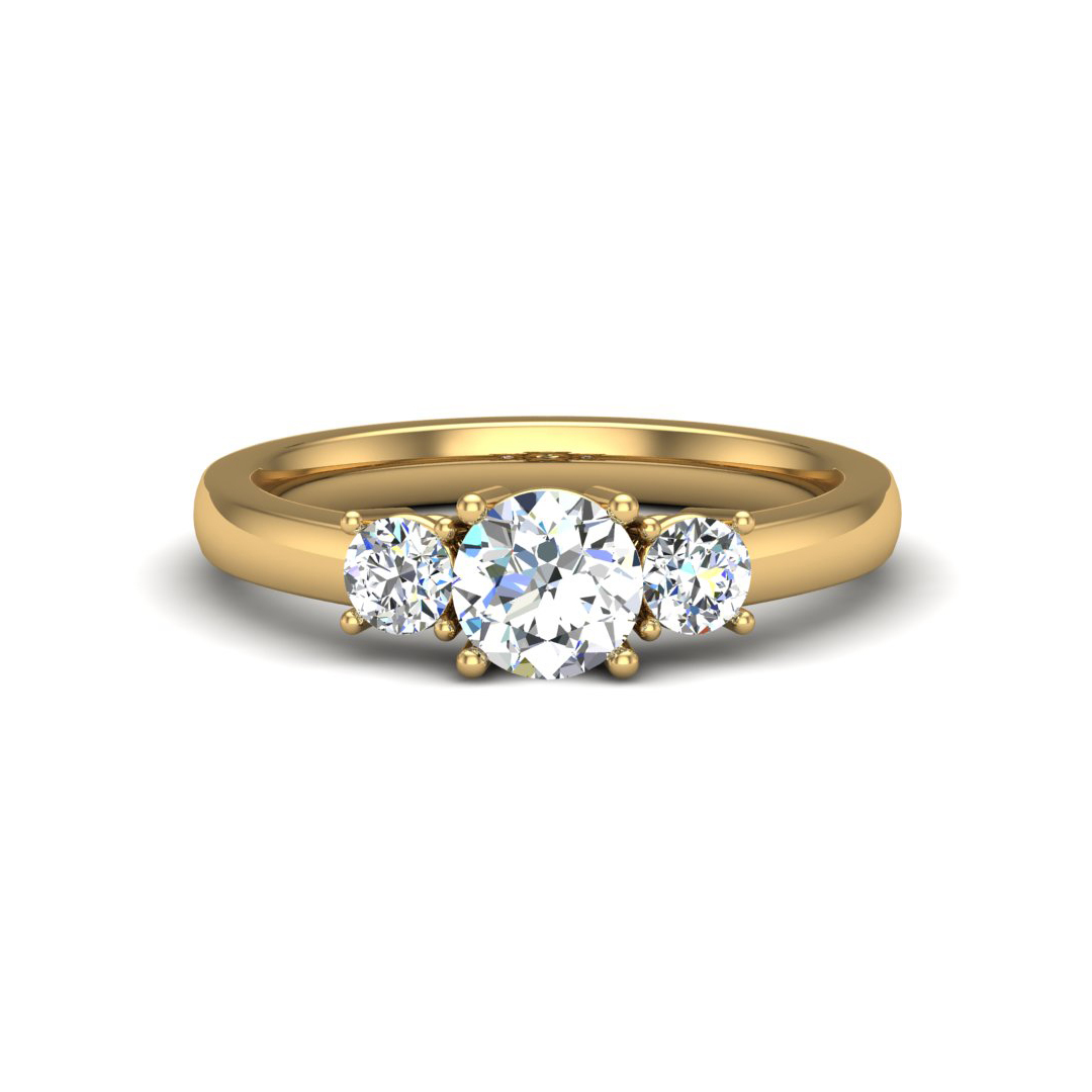 Cushion Cut Vintage 3 Stone diamond Engagement Ring In 18K Yellow Gold |  Fascinating Diamonds