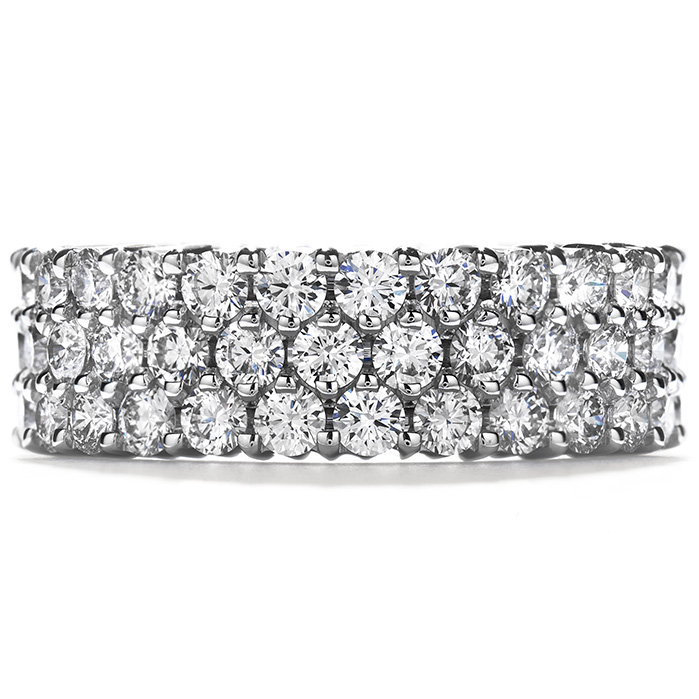3.81 ctw. Right Hand Ring, Triple-Row Eternity Band in 18K White Gold