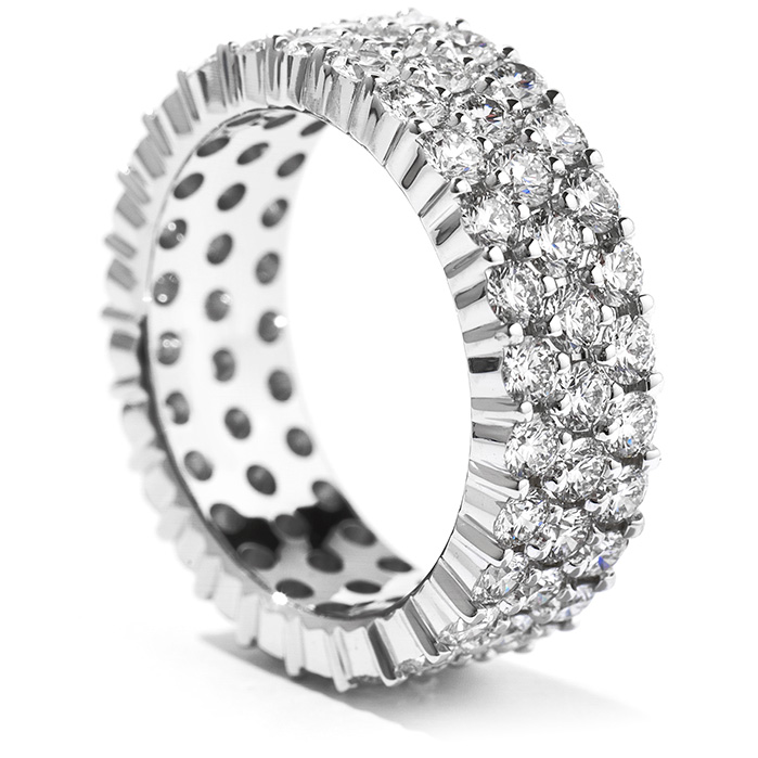 3.81 ctw. Right Hand Ring, Triple-Row Eternity Band in 18K White Gold