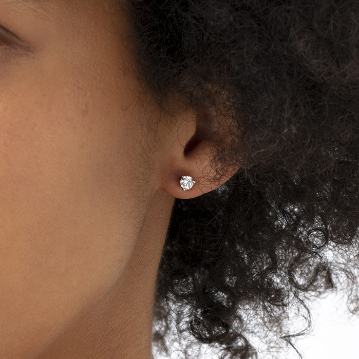 0.5 ctw. Three-Prong Stud Earrings in 18K White Gold