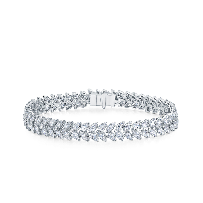 6.38 ctw. Aerial Dewdrop Double Line Bracelet in 18K White Gold