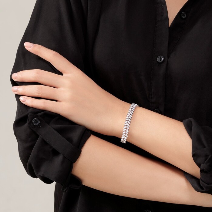 6.38 ctw. Aerial Dewdrop Double Line Bracelet in 18K White Gold