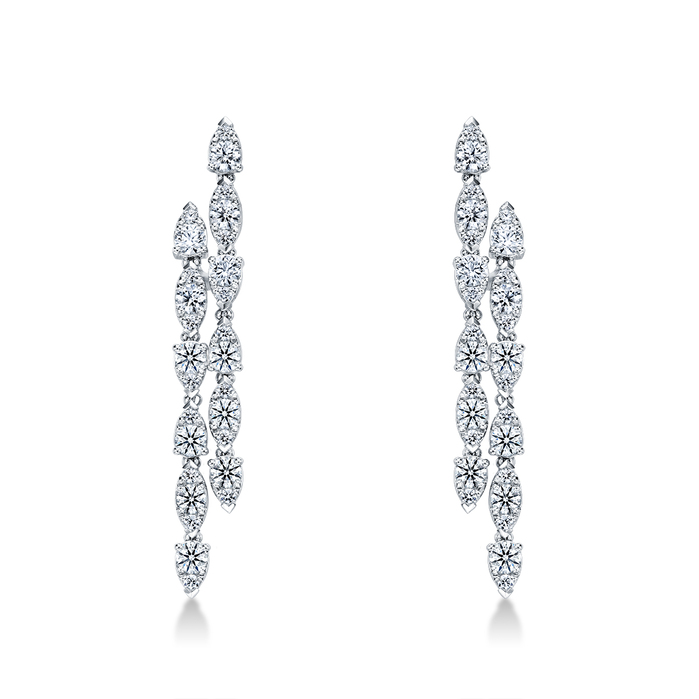 2.42 ctw. Aerial Double Dewdrop Stiletto Earrings in 18K White Gold
