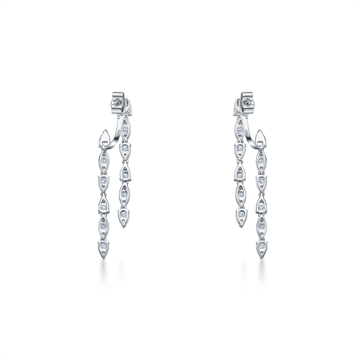 2.42 ctw. Aerial Double Dewdrop Stiletto Earrings in 18K White Gold