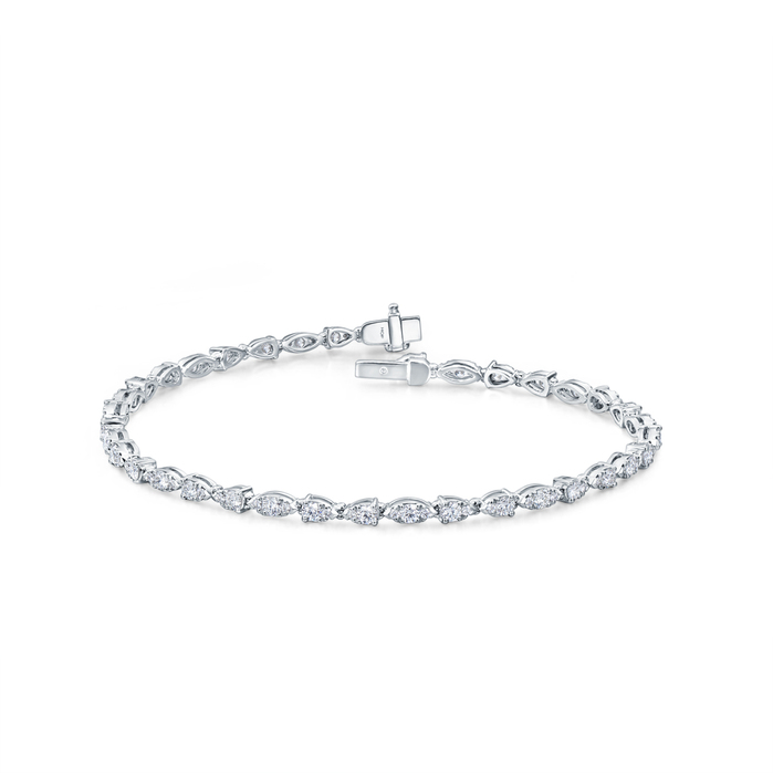 1.6 ctw. Aerial Dewdrop Line Bracelet Small in 18K White Gold