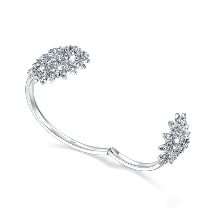 6.01 ctw. Aerial Double Sunburst Bangle in 18K White Gold
