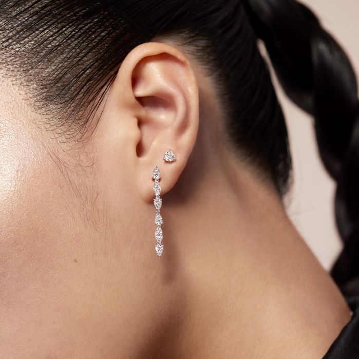 1.21 ctw. Aerial Dewdrop Stiletto Earrings in 18K White Gold