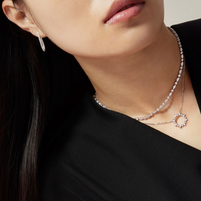 0.35 ctw. Aerial Sunburst Medium Pendant in 18K White Gold