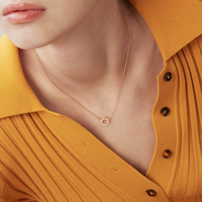 0.15 ctw. Aerial Sunburst Mini Pendant in 18K White Gold