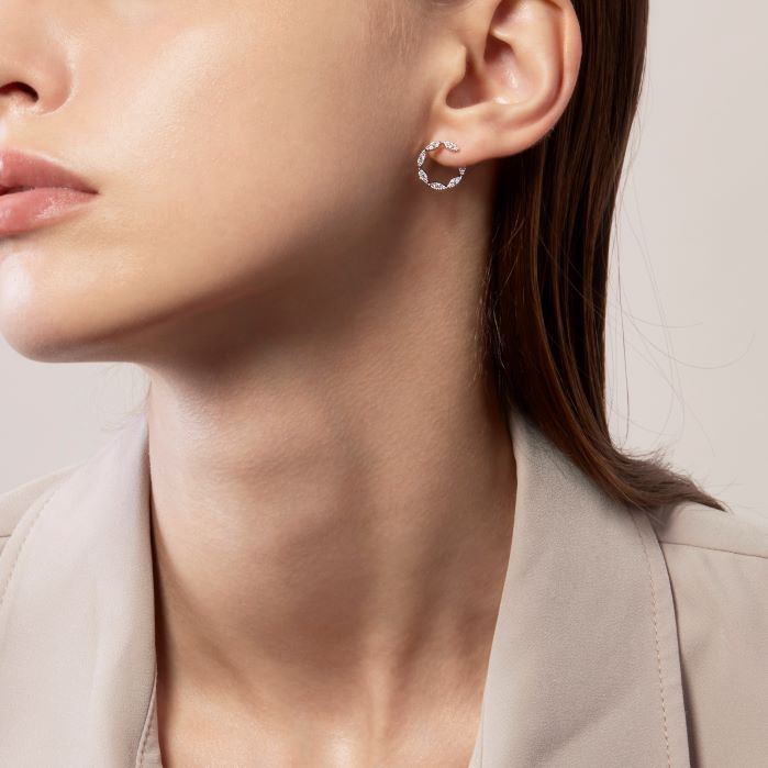 0.42 ctw. Aerial Marquise Wrap Earrings Small in 18K White Gold