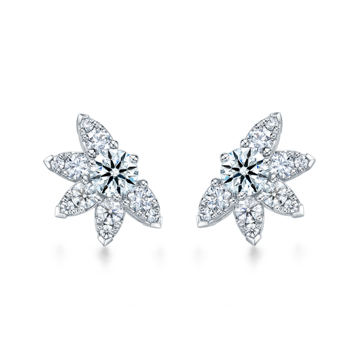 1.28 ctw. Aerial Sunburst Earring Studs in 18K White Gold