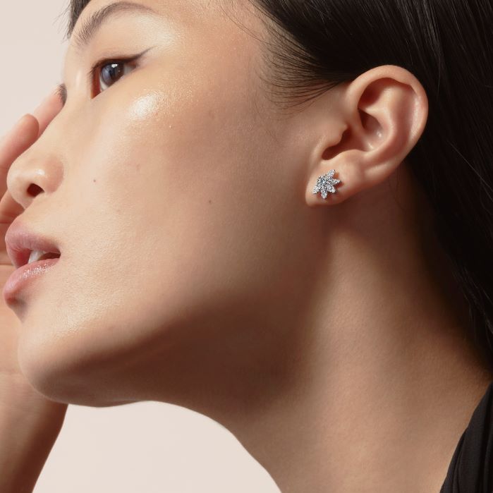 1.28 ctw. Aerial Sunburst Earring Studs in 18K White Gold