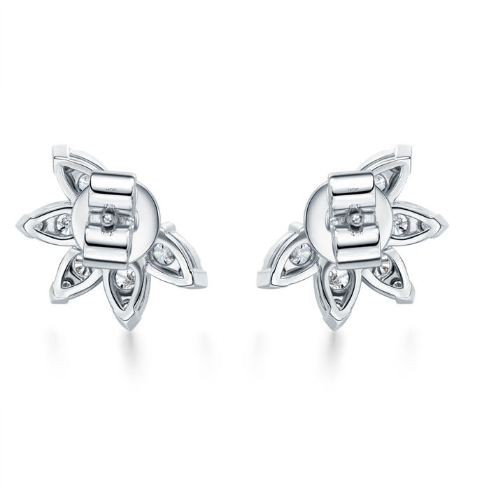 1.28 ctw. Aerial Sunburst Earring Studs in 18K White Gold