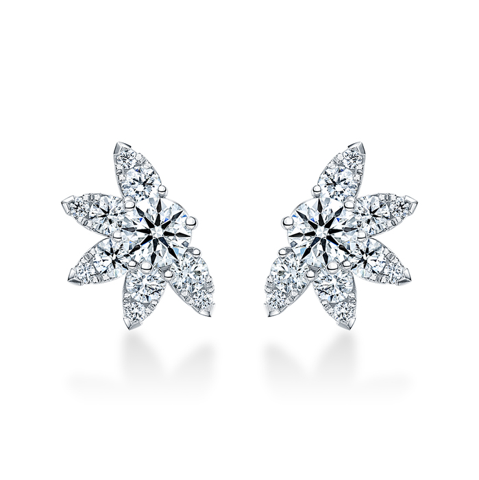 2.82 ctw. Aerial Sunburst Earring Studs in 18K White Gold