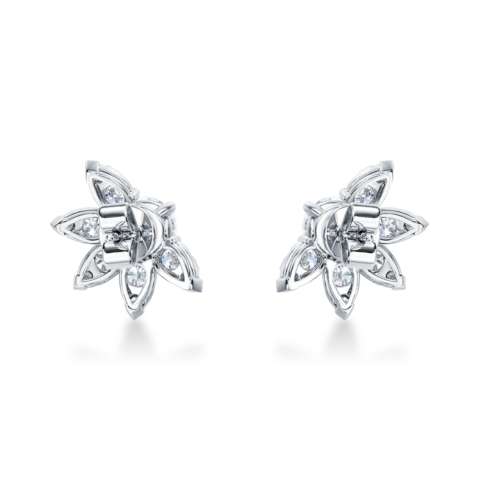 2.82 ctw. Aerial Sunburst Earring Studs in 18K White Gold
