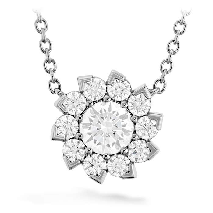 1.3 ctw. Aerial Sol Halo Necklace in 18K White Gold