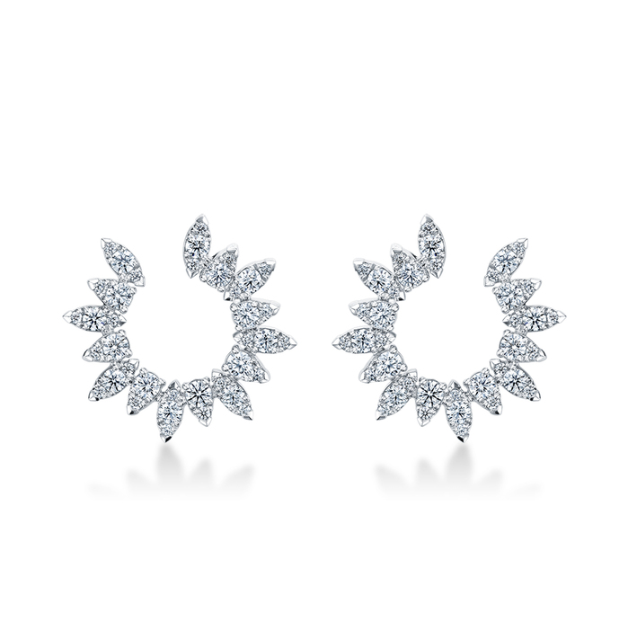 2.68 ctw. Aerial Sunburst Wrap Earring Large in 18K White Gold