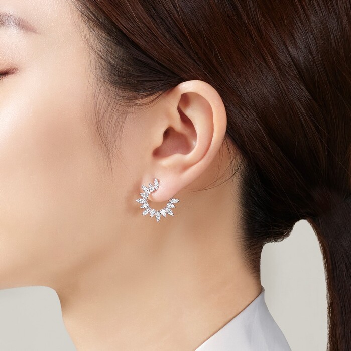 1.25 ctw. Aerial Sunburst Wrap Earring Small in 18K White Gold