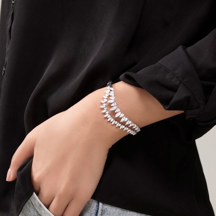 3.49 ctw. Aerial Twisted Dewdrop Bangle in 18K White Gold