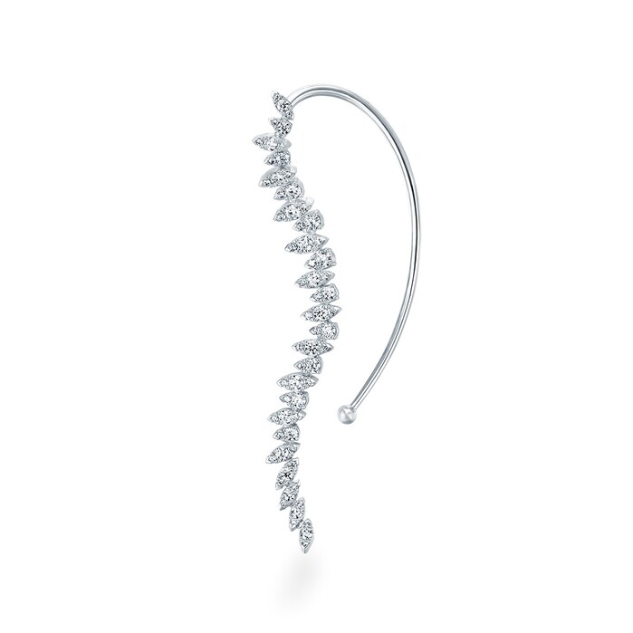 1.33 ctw. Aerial Twisted Dewdrop Ear Cuff Left in 18K White Gold