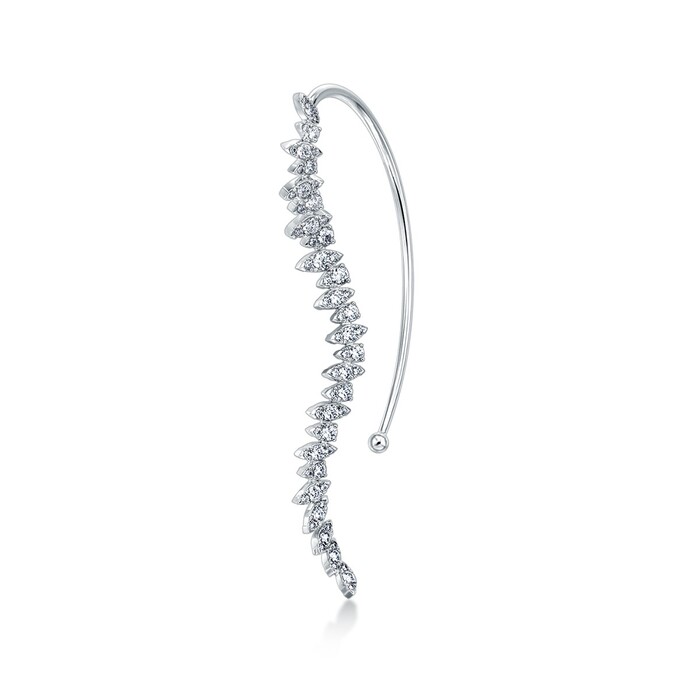 1.33 ctw. Aerial Twisted Dewdrop Ear Cuff Left in 18K White Gold