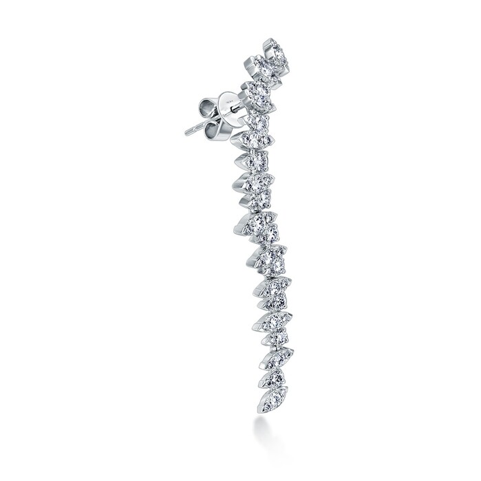 1.07 ctw. Aerial Twisted Dewdrop Earring Left in 18K White Gold