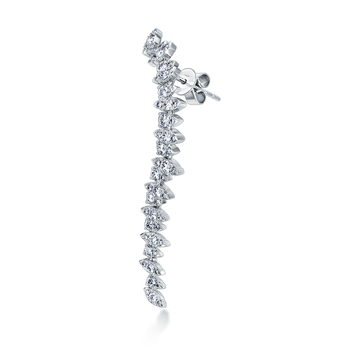 1.07 ctw. Aerial Twisted Dewdrop Earring Right in 18K White Gold
