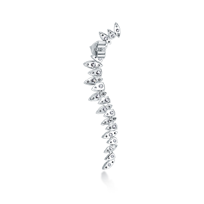 1.07 ctw. Aerial Twisted Dewdrop Earring Right in 18K White Gold