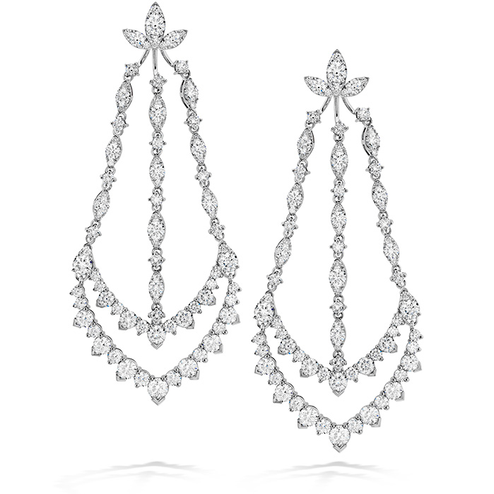 12.9 ctw. Aerial Triple Diamond Chandelier Earrings in 18K White Gold